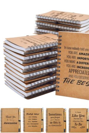 20 Pcs Employee Appreciation Gifts Bulk - 10 Sets of Inspirational Spiral Notebooks with Motivational Pens, Small Notepads for Coworkers,Office, Staff, Team, Volunteer, Nurse, Teachers, Thank You Gift