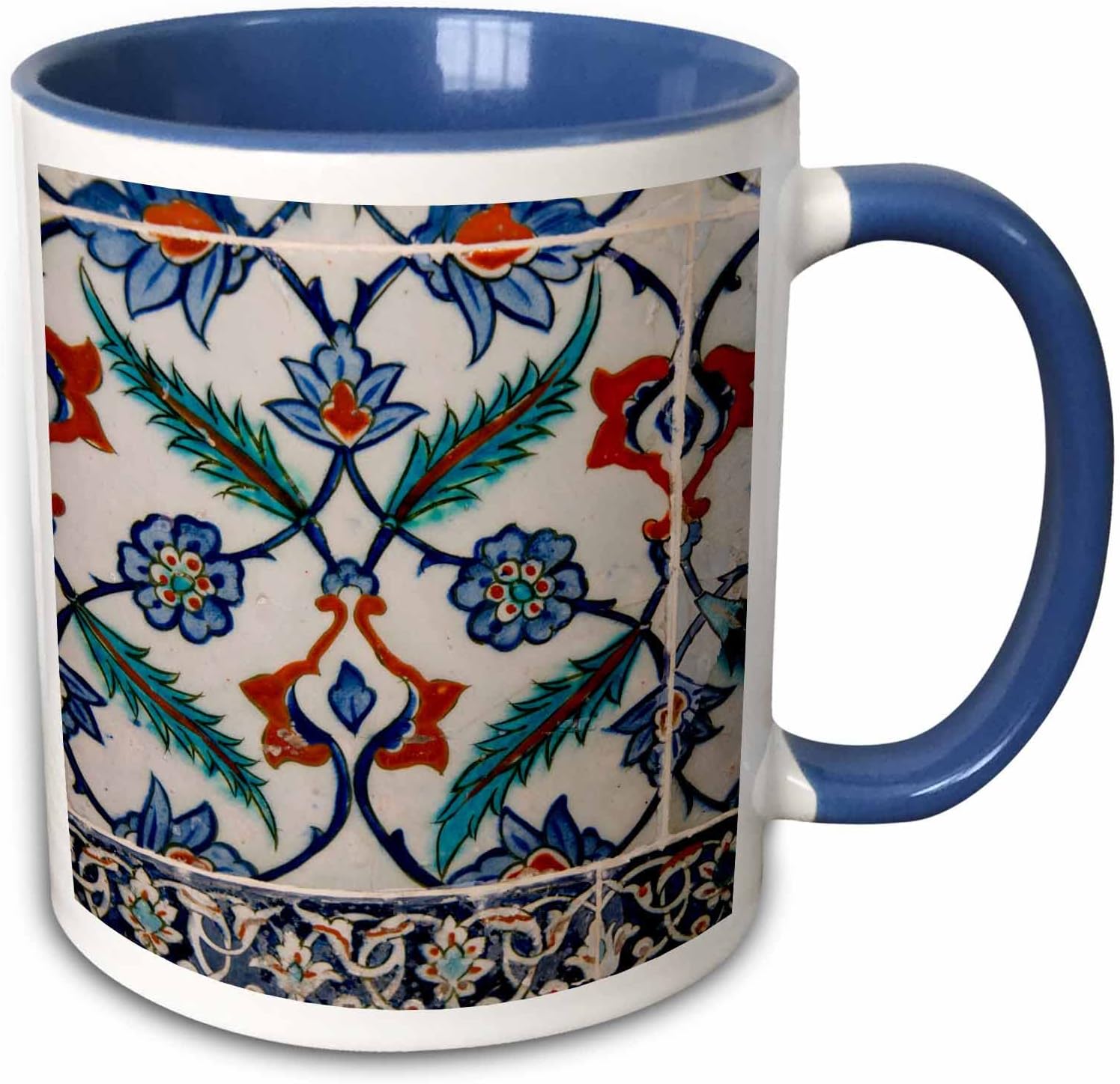 3dRose Asia, Turkey, Istanbul, Topkapi. Detail of famous palace Iznik tiles. 15oz Two-Tone Blue Mug