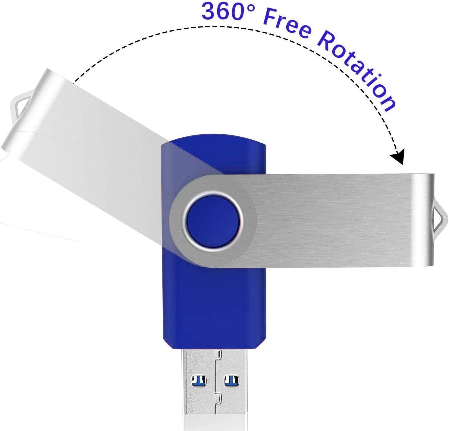 TOPESEL 5 Pack 16GB USB 3.0 Flash Drive Memory Stick Thumb Drives USB Drives with Led Light (5 Mixed Colors: Black Blue Green Red Silver) - Image 3