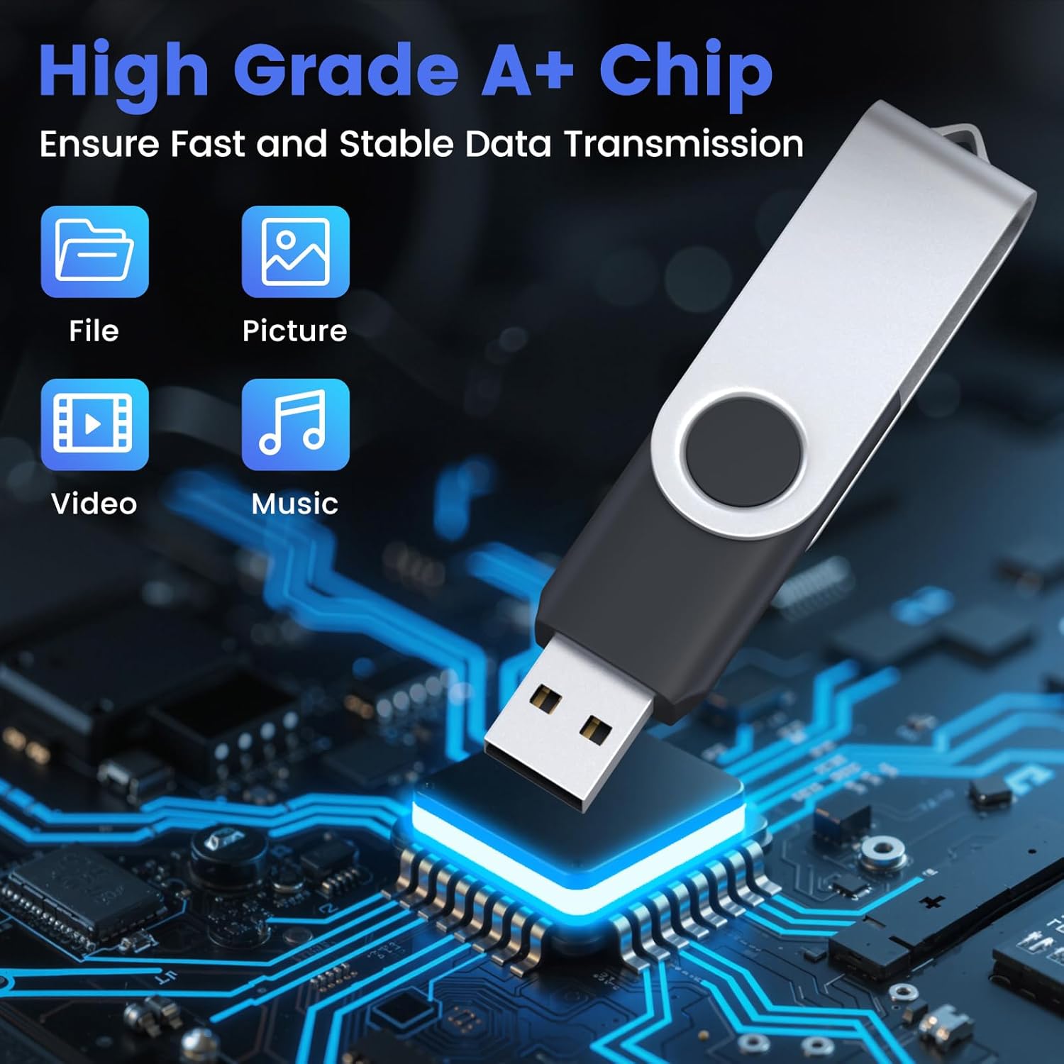 ABLAZE 128MB Flash Drive 20 Pack, USB 2.0 Memory Stick with Lanyards Swivel Thumb Drives Bulk Pendrive U Disk for Data Storage (Mixcolors) - Image 3