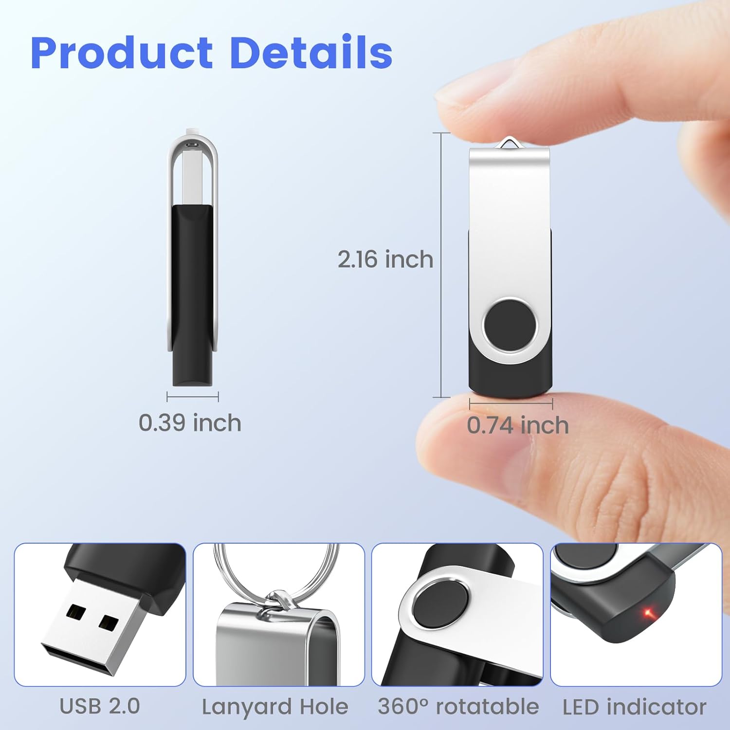 ABLAZE 128MB Flash Drive 20 Pack, USB 2.0 Memory Stick with Lanyards Swivel Thumb Drives Bulk Pendrive U Disk for Data Storage (Mixcolors) - Image 5