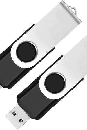 2 Pack 64GB USB Flash Drive USB 2.0 Thumb Drives Jump Drive Fold Storage Memory Stick Swivel Design - Black