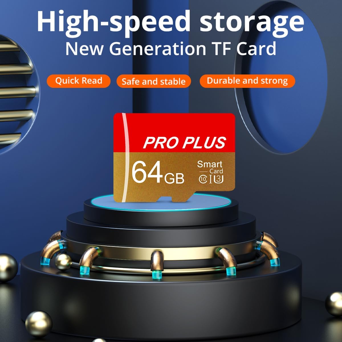 2 Pack Memory Card 64GB with Adapter, High Speed TF Card, UHS-I C10 A1 Memory TF Card for Tablet/Mobile Phone/Camera/Car Audio/Game Console (TF162 Red Gold 64GB) - Image 4