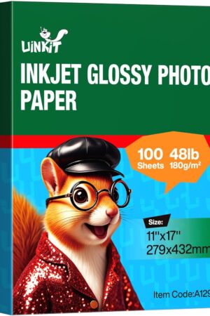 Uinkit 11x17 100 Sheets Photo Paper Glossy Inkjet 48lb Single Side Print Poster Playbill Obituary Papers for Funerals Bulletin Gallery Show Photographic 11 x 17 Copy Printing A3 Value Packed