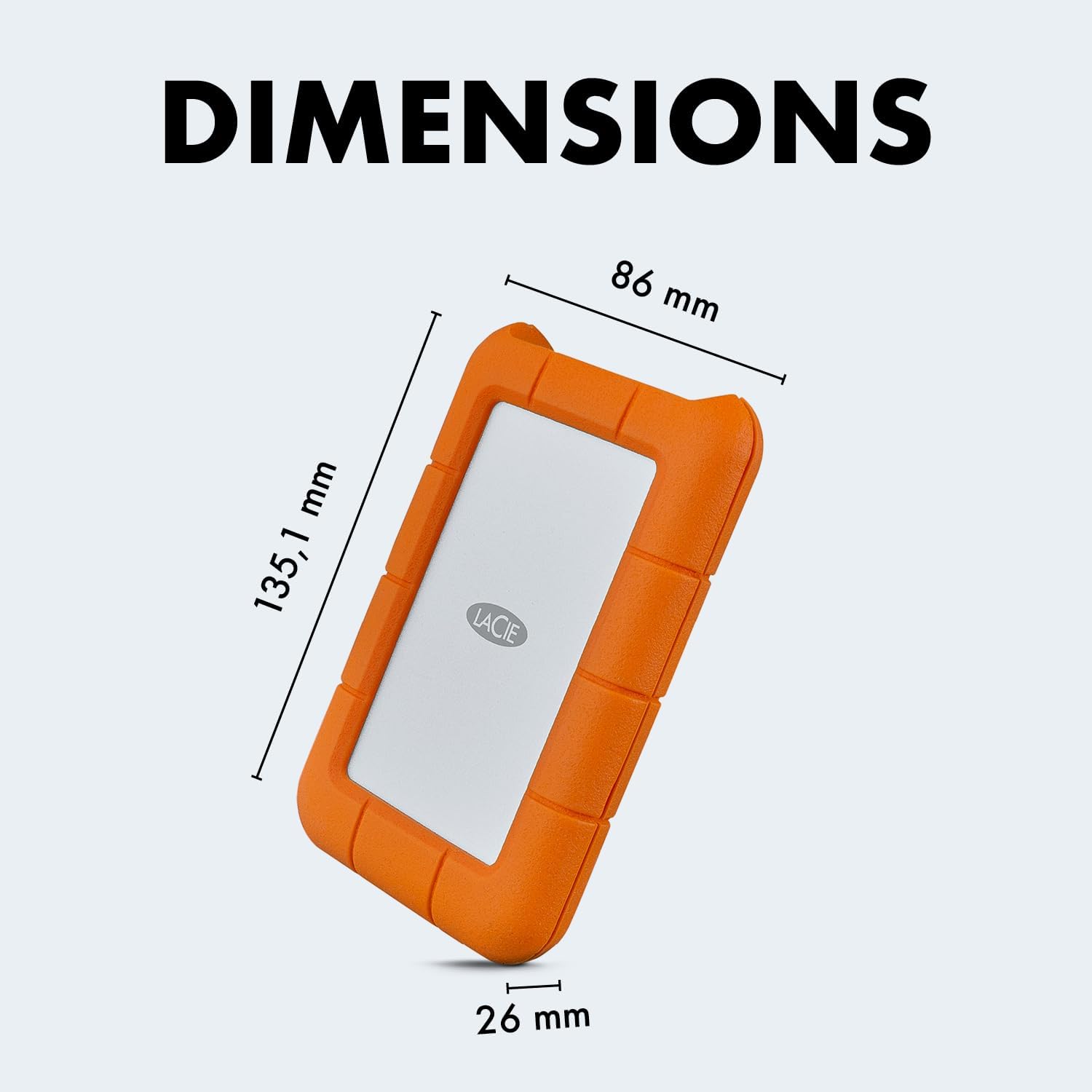 LaCie Rugged 5TB Portable External HDD - USB 3.0/2.0 Compatible, Shock/Dust/Rain Resistant for Mac & PC, Orange, Grey - Image 9