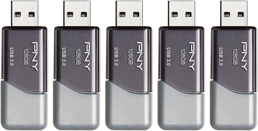 PNY 128GB Turbo Attaché 3 USB 3.0 Flash Drive 5-Pack – Grey, P-FD128X5TBOP-MP, 100MB/s, Light-Weight Durable - Data Storage and Transfer - Image 3