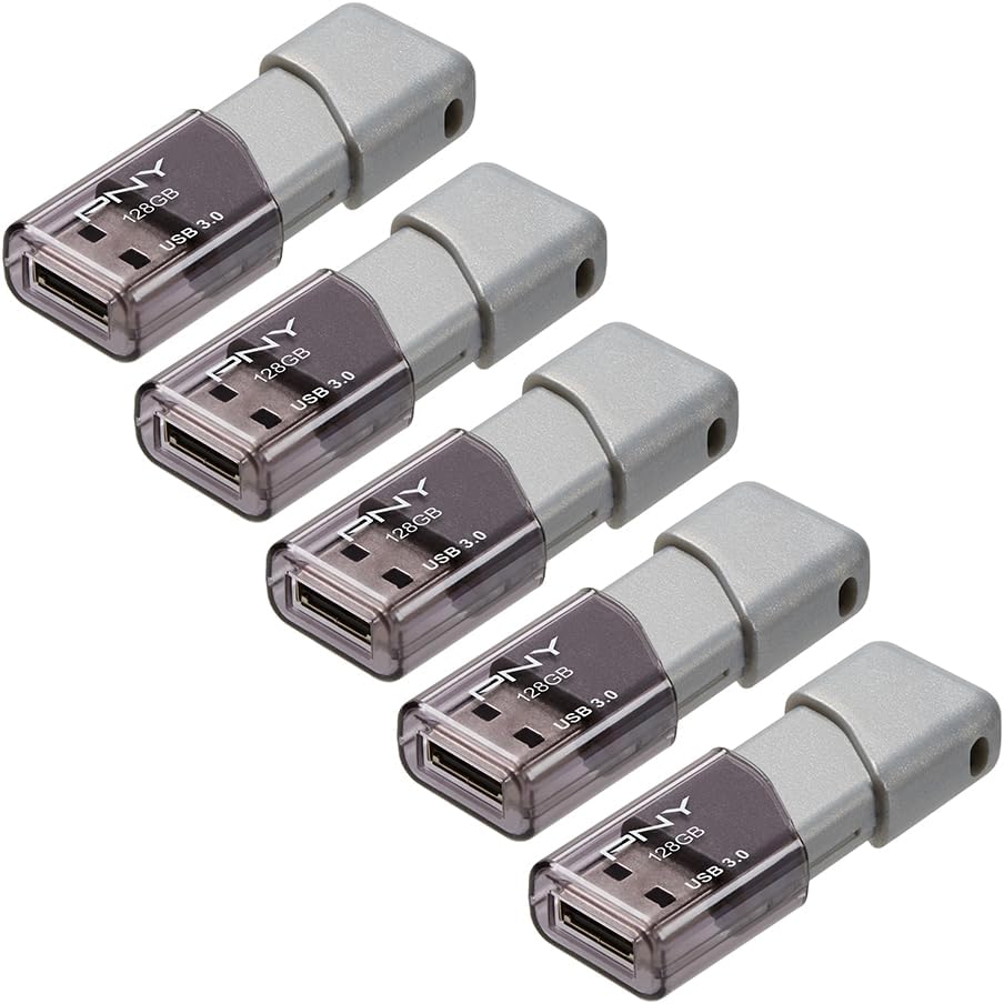 PNY 128GB Turbo Attaché 3 USB 3.0 Flash Drive 5-Pack – Grey, P-FD128X5TBOP-MP, 100MB/s, Light-Weight Durable - Data Storage and Transfer - Image 2