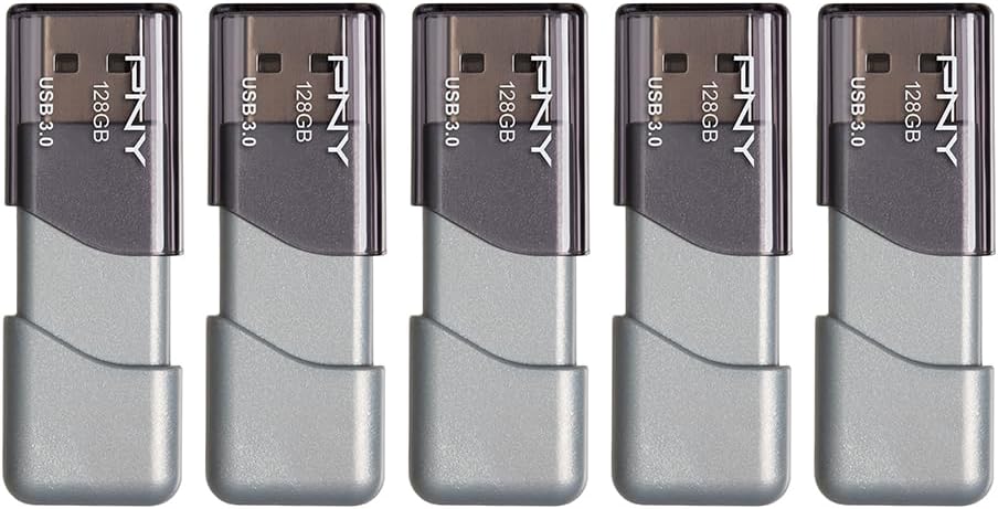 PNY 128GB Turbo Attaché 3 USB 3.0 Flash Drive 5-Pack – Grey, P-FD128X5TBOP-MP, 100MB/s, Light-Weight Durable - Data Storage and Transfer - Image 4