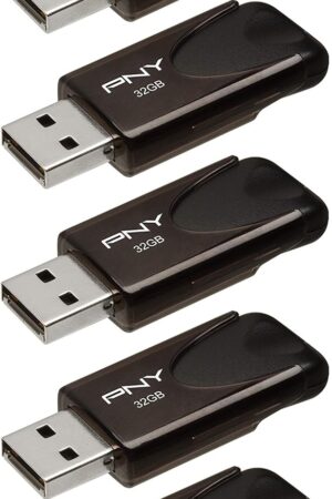 PNY 32GB Attaché 4 USB 2.0 Flash Drive, Black, (Pack of 5)