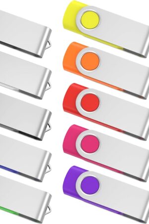 ABLAZE 32GB Flash Drive 10 Pack, USB 2.0 Memory Stick with Lanyards Swivel Thumb Drives Bulk Pendrive U Disk for Data Storage (Mixcolors)