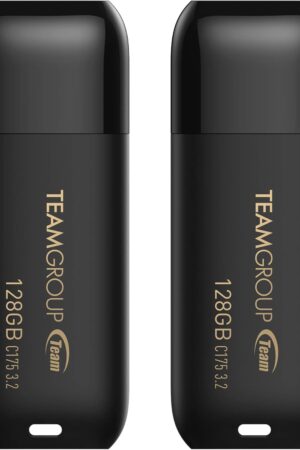 TEAMGROUP C175 128GB 2 Pack USB 3.2 Gen 1 (USB 3.1/3.0) Read 100MB/s Flash Thumb Drive, External Data Storage Memory Stick Compatible with Computer/Laptop Matte Black TC1753128GB22