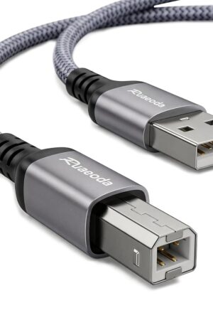 USB Printer Cable 10 ft, HP Printer Cable, USB 2.0 Type A Male to B Male, Compatible with HP, Canon, Epson, Brother, Dell, Lexmark, Xerox, Samsung, Piano, DAC & Audio Interface - Space Grey