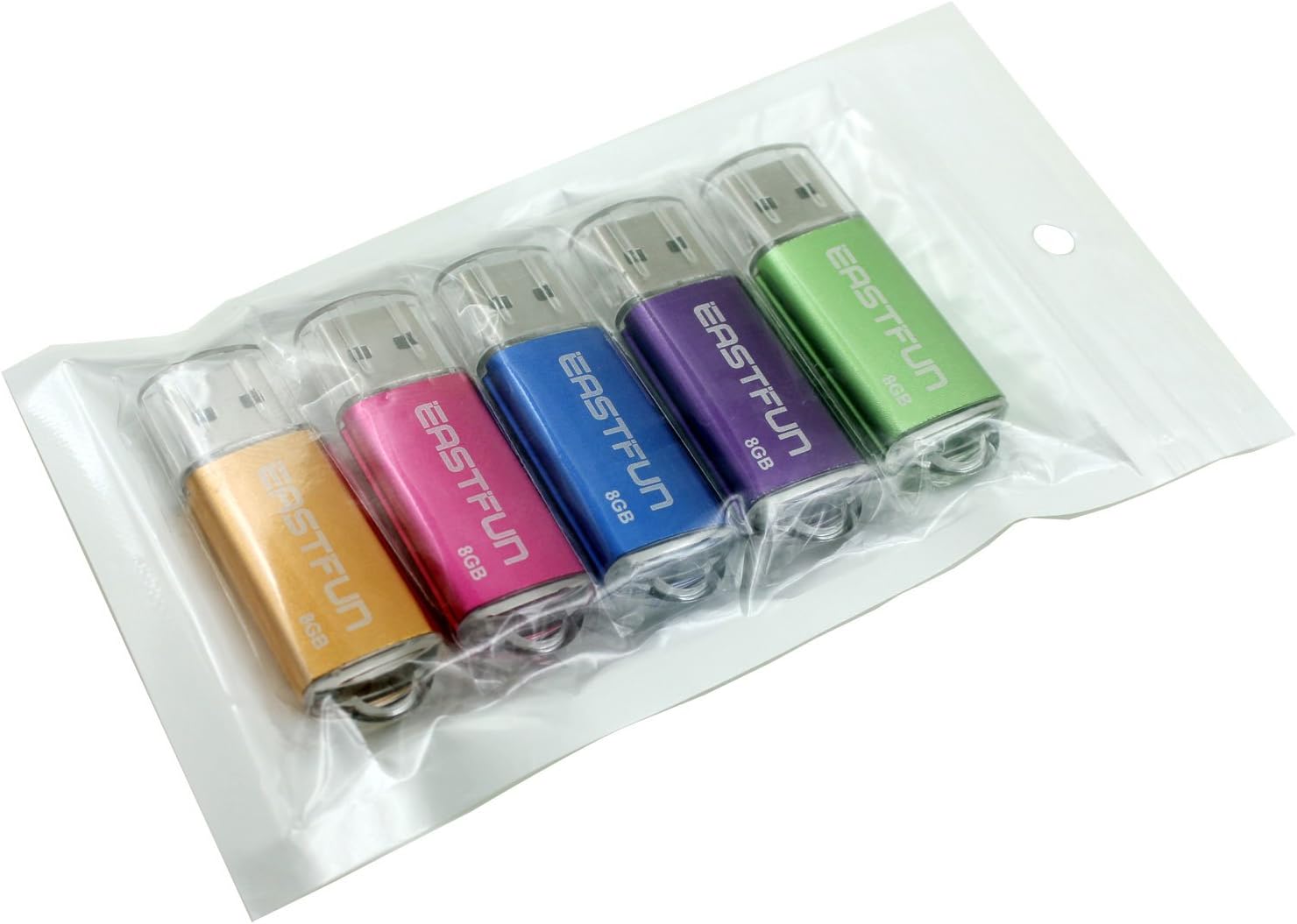 EASTFUN 5Pcs 8GB USB Flash Drive USB 2.0 Flash Memory Stick Thumb Stick Pen(Five Mixed Colors: Blue Purple Rose Green Gold) - Image 2