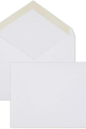 Mead A2 Invitation Envelopes, 4-3/8" x 5-3/4", Gummed Closure, White Woven Premium 24-lb Paper Mailing Envelopes, 100 Count (CO198)