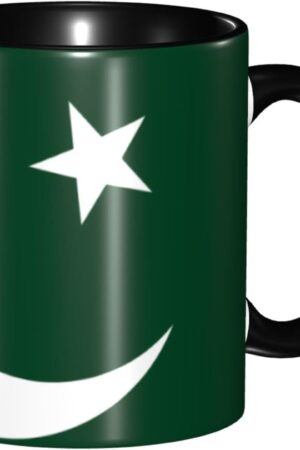 Flag of Pakistan Ceramic Mugs Leisure Simple for Work Home Exquisite Flag of Pakistan Print Smooth Practical Durable