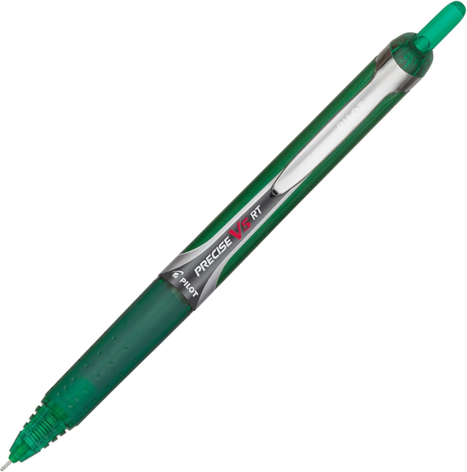 Pilot Precise V5 RT Refillable & Retractable Rollerball Pens, Extra Fine Point Pens 0.5 mm, Green, Pack of 12 - Ideal for School, Journaling & Office Writing - Image 2