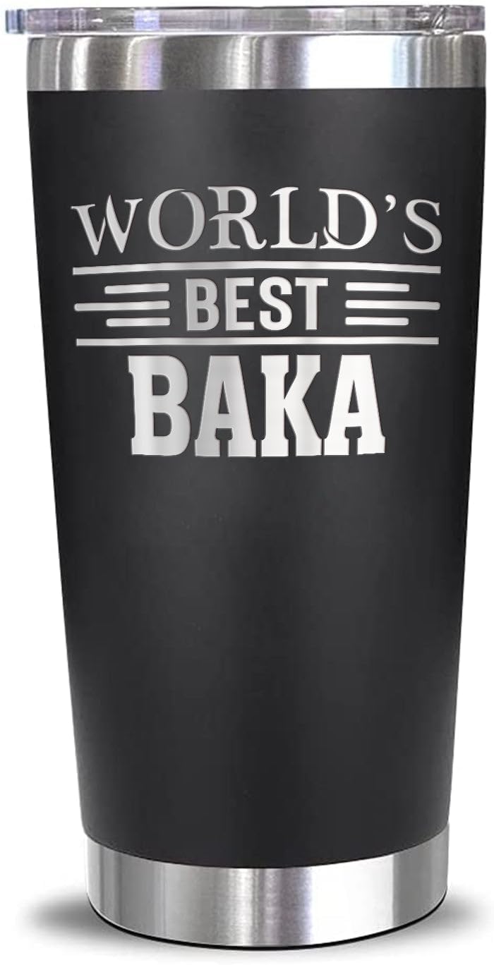 World's Best Baka Tumbler - Best Baka Laser Engraved - Baka Mug - Father's Day Gift - Birthday Gift For Baka - Baka Coffee Mug - Stainless Steel Travel Tumbler 20Oz, Black