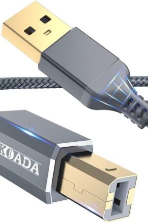 AkoaDa Printer Cable 15ft USB 2.0 Type A Male to B Male Printer Scanner Cord High Speed Compatible with HP, Canon, Dell, Epson, Lexmark, Xerox, Samung and More