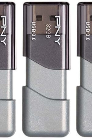 PNY 32GB Turbo Attache 3 USB 3.0 Flash Drive, Grey (Pack of 5)