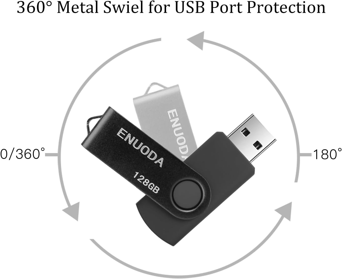 128GB Flash Drive ENUODA 1 Pack Thumb Drive 128GB Swivel Design USB 2.0 Memory Stick Data Storage Jump Drive Pen Drive for Laptop PC Computer (Black) - Image 5