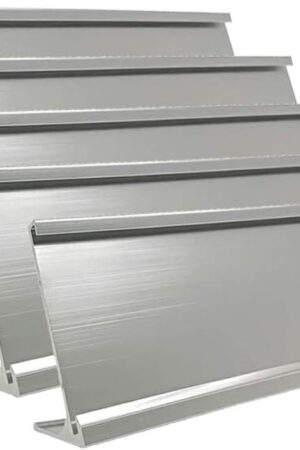 2" x 10" Aluminum Name Plate Desk Holder, Office Business Desk Sign Holder Desktop-5 Pack (Silver)