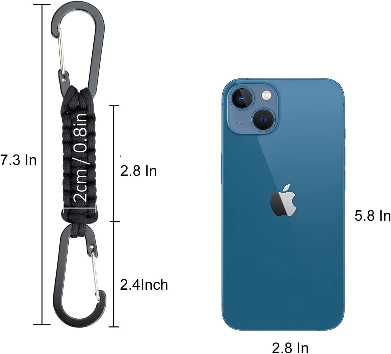 BRAVESHINE Paracord Keychain Carabiner Clip, D Ring Lanyard Hanger Stroller Hook for Water Bottle, Key, Backpacks, Men, Women - Image 3