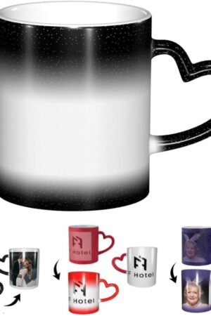 Custom Magic Photo Mug, Customized Coffee Magic Mugs 11 oz, Ceramic Magic Mug Customization, Custom-made Color Changing Mugs for Home Office Gifts Idea for Men Women, BlankBlack