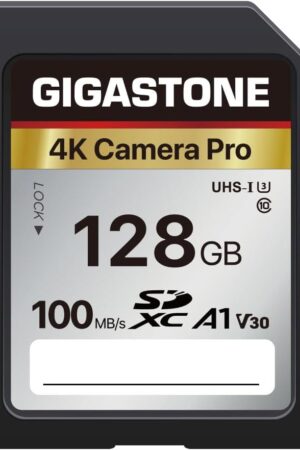 【5-Years Data Recovery】 GIGASTONE 128GB SD Card, 4K Camera Pro, UHS-I A1 V30 U3 Class 10 SDXC Memory Card 4K UHD Video Compatible with Digital Camera, Full-Sized SD Card, with 1 Mini Case