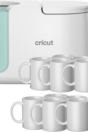 Cricut Mug Press + 12 Blank Mugs (12oz Each)