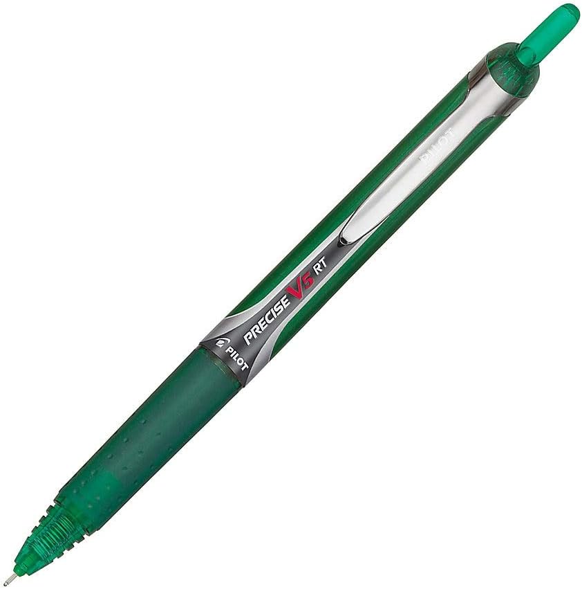 Pilot Precise V5 RT Refillable & Retractable Rollerball Pens, Extra Fine Point Pens 0.5 mm, Green, Pack of 12 - Ideal for School, Journaling & Office Writing - Image 3