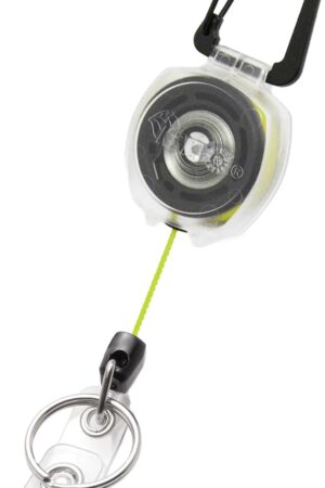KEY-BAK Clear Sidekick Retractable Carabiner Keychain with Color Cord & Badge Strap – Holds Up to 5 Keys (Yellow)