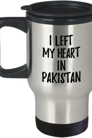 EzGift I Left My Heart In Pakistan Travel Mug Traveler Gift Idea Missing Home Nostalgic Coffee Tea Car Commuter Insulated Lid