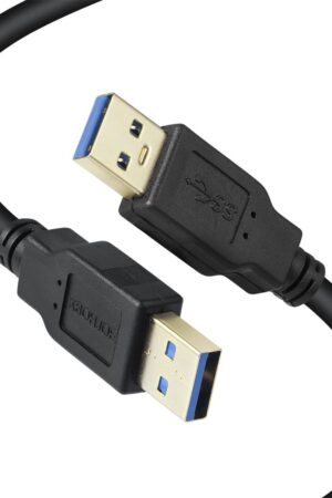 XBOHJOE USB3.0 Male to Male Cable 6.6FT USB Type A Male to A Male Cord 5 Gbps Double USB a to USB a Cable Compatible with Hard Drive Cooling Fan/pad DVD Player and More (Black, 6.6FT)