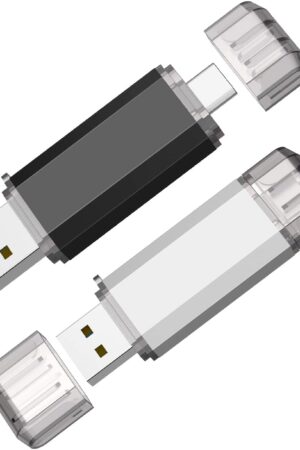 Vansuny 2 Pack 128GB USB C Flash Drive 2 in 1 OTG USB 3.0 + Tape C Memory Stick with Keychain Dual Type C Thumb Drive Photo Stick Jump Drive (Black and Silver)