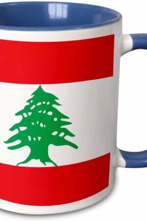 3dRose Flag of Lebanon - Lebanese red and white stripes with green cedar tree - Arabic country Arab world 11oz Two-Tone Blue Mug
