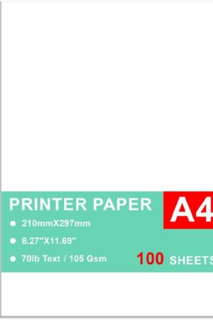Printer Paper - 100 Sheets, A4 Premium Bright White Paper, 28lb Bond / 70lb Text (105 gsm) Bright White Paper – Great for Copy, Printing, Writing, 8.27" x 11.69" (210 x 297 mm)