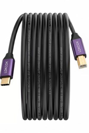 USB B to USB C Printer Cable 15FT, USB C MIDI Cable Compatible for MacBook Pro, HP, Epson, Canon, Brother, Lexmark, Xerox Printers