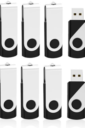 KOOTION 10 X 1GB USB Flash Drive 1gb Flash Drive Swivel Thumb Drive Memory Stick Keychain Design Black
