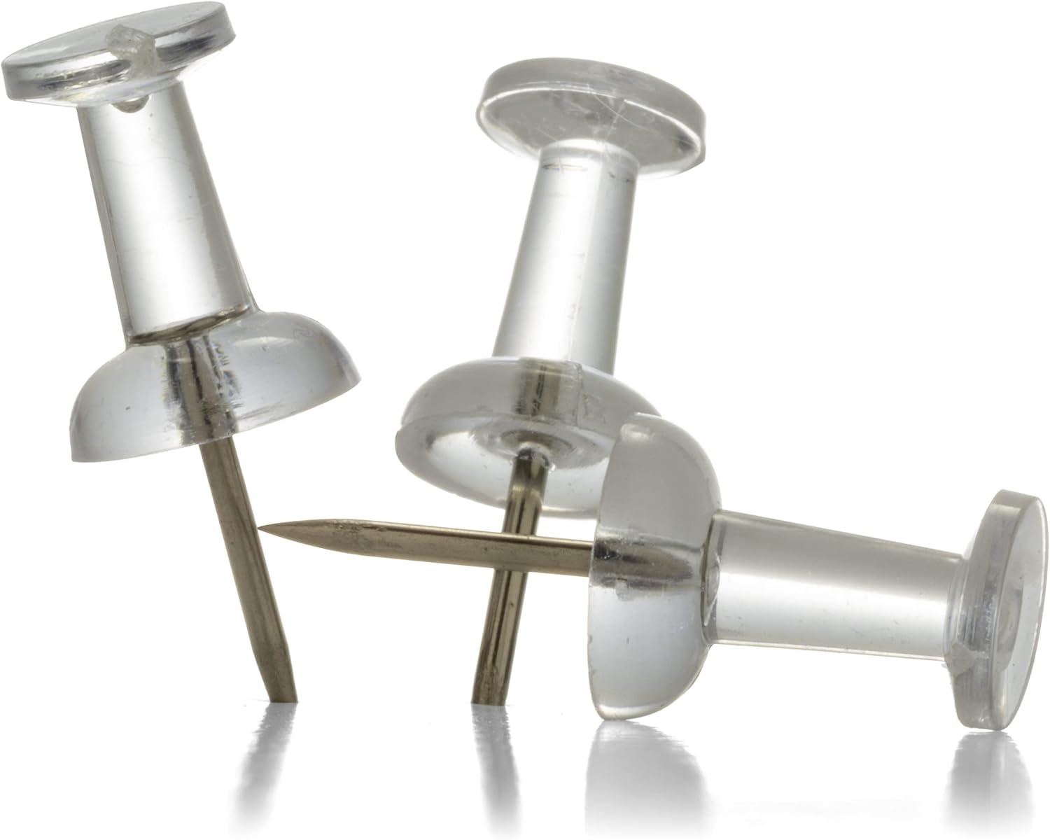 Officemate Push Pins in Reusable Box, Clear, Box of 100 (92707)