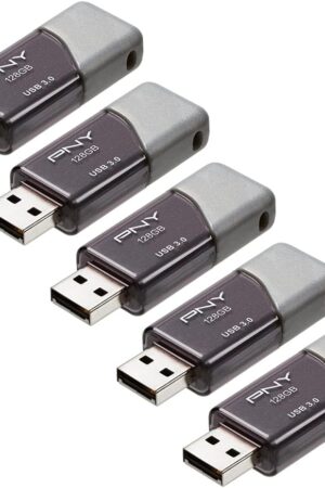 PNY 128GB Turbo Attaché 3 USB 3.0 Flash Drive 5-Pack – Grey, P-FD128X5TBOP-MP, 100MB/s, Light-Weight Durable - Data Storage and Transfer