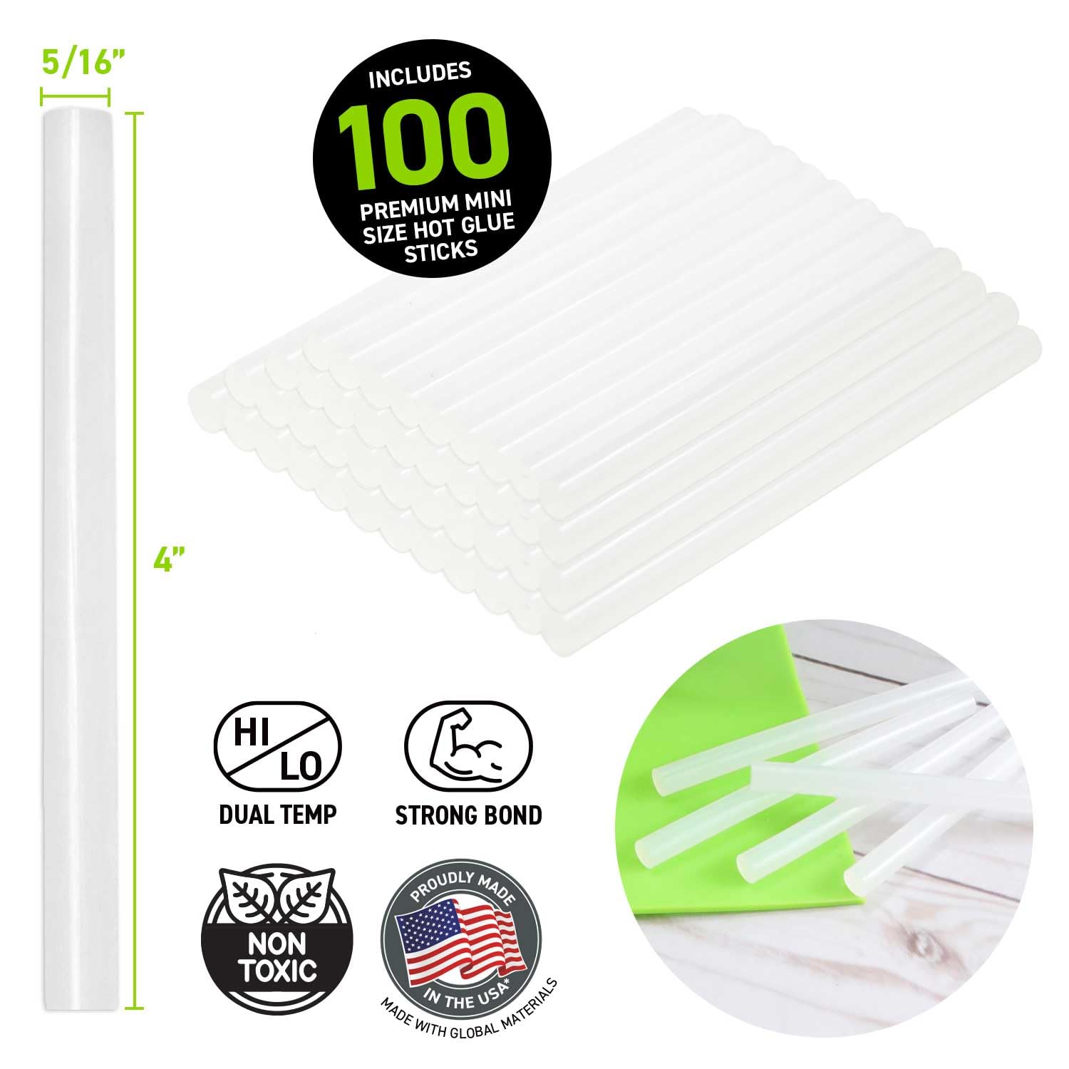 Surebonder DT-100 Mini Size Hot Glue Sticks for Glue Guns 0.27 in. Diameter, 4 in. Length - All Purpose, All Temperature - Great for DIY, Arts, and Crafting - 100 Pack, Clear - Image 3