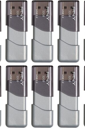 PNY 32GB Turbo Attaché 3 USB 3.0 Flash Drive, Silver (Pack of 10)