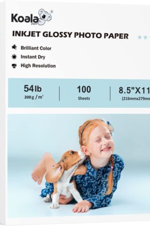 Koala Glossy Inkjet Photo Paper Thick 8.5X11 Inches 100 Sheets 54lb Picture Paper for Inkjet Printer Use DYE INK for Family Photos Letter Size 200gsm