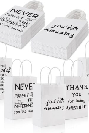 BHHQHH 30 Pcs Employee Appreciation Gift Bags Thank You Gift Bags Small Goody Treat Bag with Handle for CNA Week Coworkers Teachers Staff Volunteer(8.3 * 5.9 * 3.15 Inch)