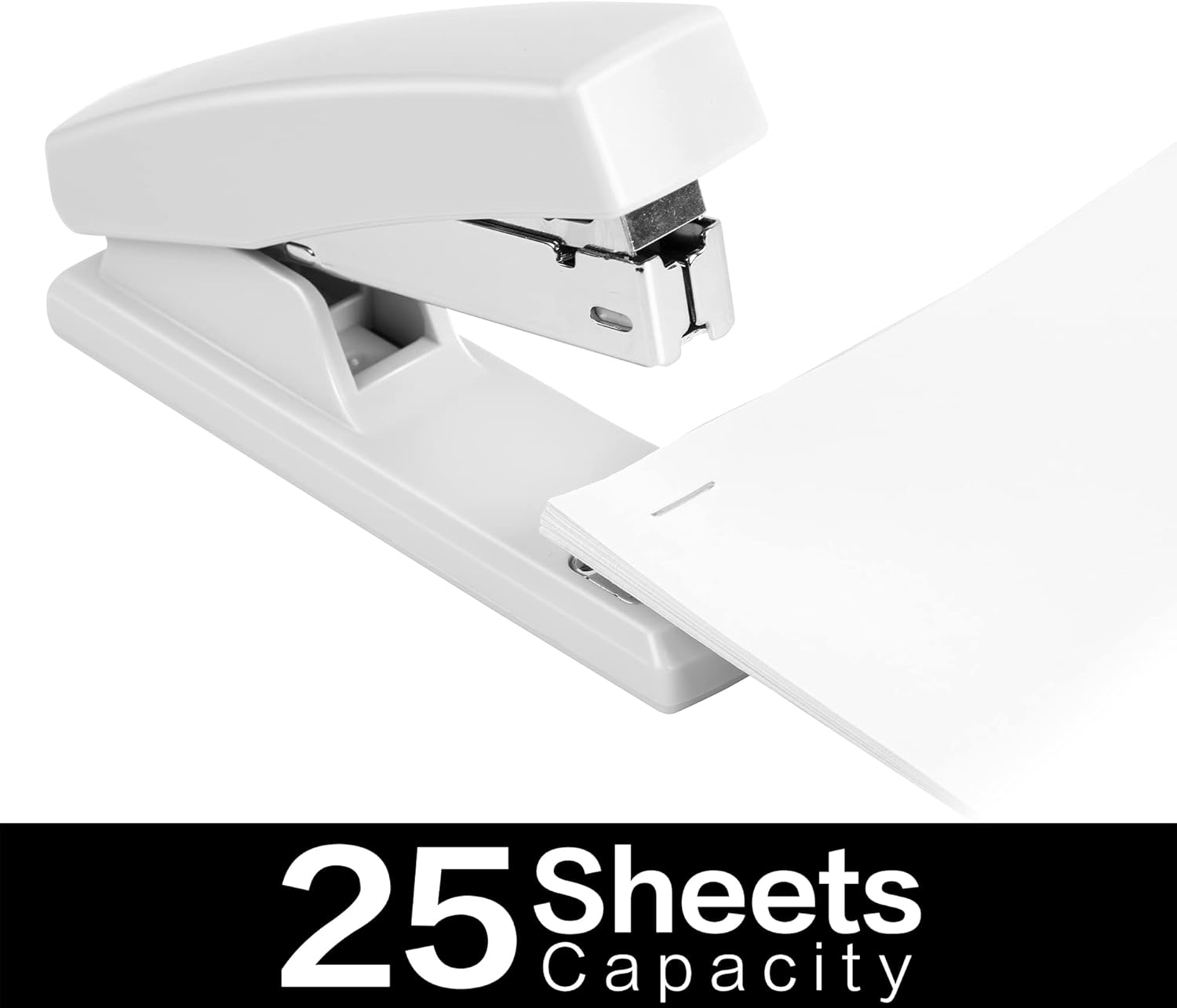 Deli Stapler, Desktop Staplers with 640 Staples, Office Stapler, 25 Sheet Capacity, White - Image 3