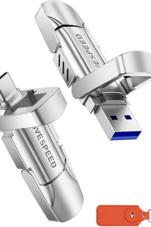 MOVE SPEED 1TB Solid State Flash Drive 570MB/s High Speed USB Drive with Type C + USB 3.2 Drive Dual Port, Thumb Drive Compatible with iPhone 15, 16,17 Series/Android/Phone/MacBook/Audio/Smart TV