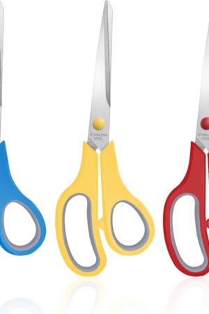 3 Packs 8" Sewing Craft Scissors Bulk,Multipurpose Heavy Duty Sharp Paper Scissors,All Purpose Stainless Steel Scissors for Home Office Student Teacher Supplies