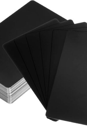 uxcell 50Pcs Blank Metal Business Cards 86 x 54 x 0.45mm Aluminum Sheet Name Card for Laser Engraving DIY Cards, Black