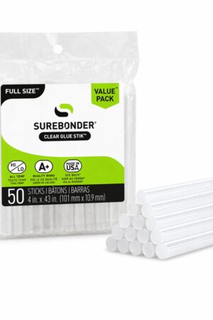 Surebonder Full Size Hot Glue Sticks 50-Pack, Clear, Non-Toxic, Multi-Temp, 4-Inch x 0.43-Inch for Full Size Glue Guns, DIY, Arts, Crafts & Home Repairs
