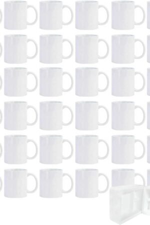 36pcs Sublimation Mugs, 11oz White Coffee Cup Set, Ceramic Coffee Mug, with Foam Box, Machine Washable, White Ceramic Cups Bulk Mugs for Tea Latte Hot Cocoa